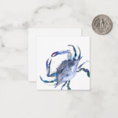 Blue Watercolor Crab Mini-Karte Mitteilungskarte (Vorderseite/Rückseite Beispiel)