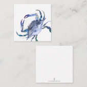 Blue Watercolor Crab Mini-Karte Mitteilungskarte (Vorne/Hinten)