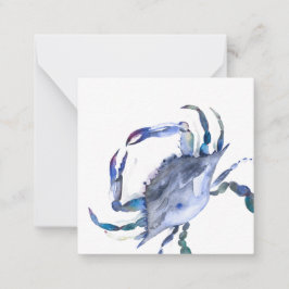 Blue Watercolor Crab Mini-Karte Mitteilungskarte