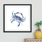 Blue Watercolor Crab Poster