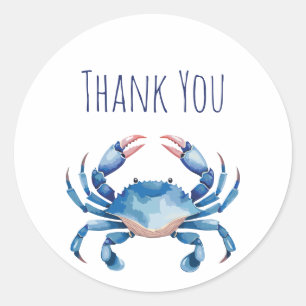 Blue Watercolor Crab Vielen Dank, dass Sie Sticker