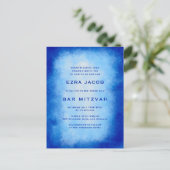 Blue Watercolor Custom  Bar Bat Mitzvah Postkarte (Stehend Vorderseite)