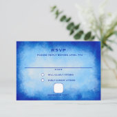 Blue Watercolor Custom Bar Bat Mitzvah RSVP Karte (Stehend Vorderseite)