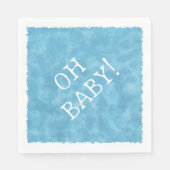 Blue Watercolor Custom Text Baby Dusche Oh Baby Serviette (Vorderseite)