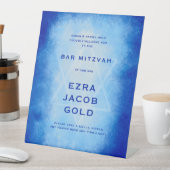 Blue Watercolor Custom WELCOME  Bar Bat Mitzvah Sockelschild (In Situ)