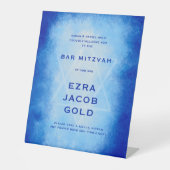 Blue Watercolor Custom WELCOME  Bar Bat Mitzvah Sockelschild (Vorderseite)