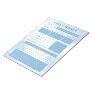 Blue Watercolor Daily Goals Planner Notepad Notizblock