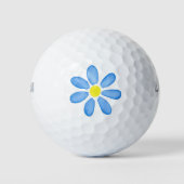 Blue Watercolor Daisy Golfball (Vorderseite)