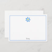 Blue Watercolor Daisy Mitteilungskarte (Vorne/Hinten)