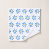 Blue Watercolor Daisy Muster Badhandtuch Set (Waschlappen)