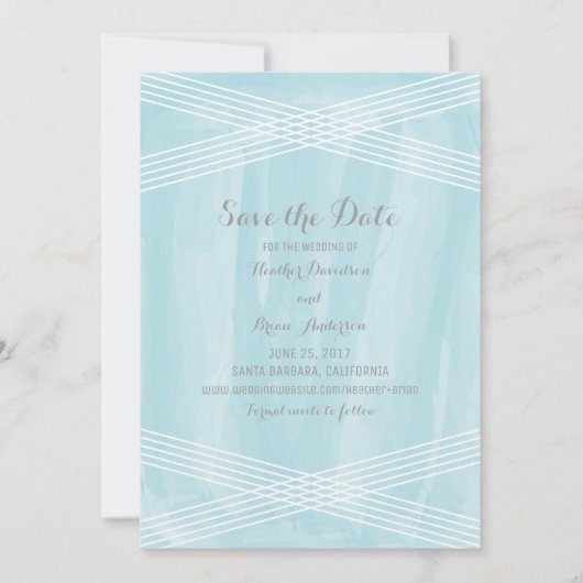 Blue Watercolor Deko Save the Date (Vorderseite)
