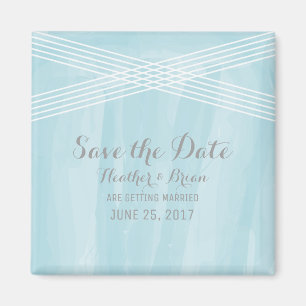 Blue Watercolor Deko Save the Date Magnet