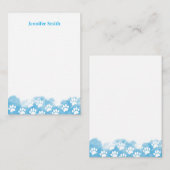 Blue Watercolor Dog Paw Personalized Stationery Mitteilungskarte (Vorne/Hinten)