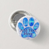Blue Watercolor Dog Paw Print Custom Button (Vorne & Hinten)