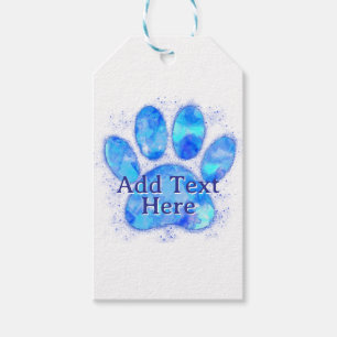 Blue Watercolor Dog Paw Print Custom Geschenkanhänger