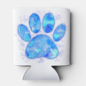 Blue Watercolor Dog Paw Print Dosenkühler (Rückseite)