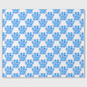 Blue Watercolor Dog Paw Print Geschenkpapier (Flach)