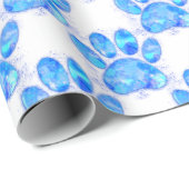 Blue Watercolor Dog Paw Print Geschenkpapier (Rolleneckpunkt)