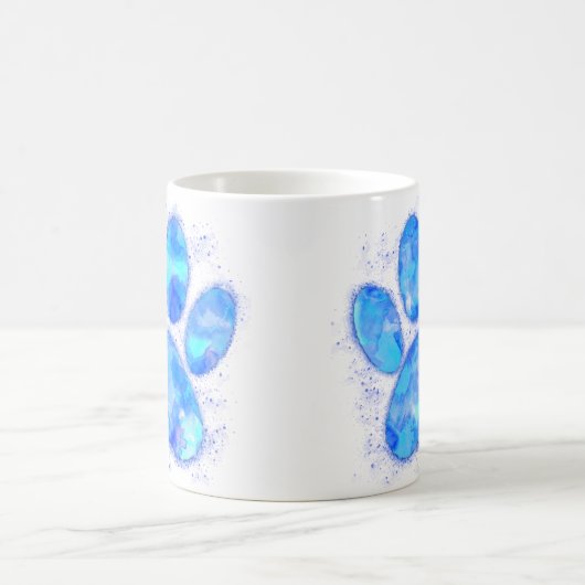 Blue Watercolor Dog Paw Print Kaffeetasse (Mittel)