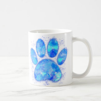 Blue Watercolor Dog Paw Print Kaffeetasse