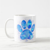 Blue Watercolor Dog Paw Print Kaffeetasse (Links)