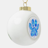 Blue Watercolor Dog Paw Print Keramik Kugel-Ornament (Links)