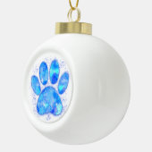 Blue Watercolor Dog Paw Print Keramik Kugel-Ornament (Rechts)