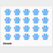Blue Watercolor Dog Paw Print Runder Aufkleber (Blatt)
