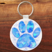 Blue Watercolor Dog Paw Print Schlüsselanhänger (Vorderseite)