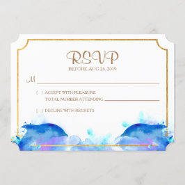 Blue Watercolor Dolphin RSVP Card Einladung
