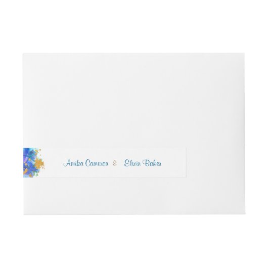 Blue Watercolor Dolphin Rücksendeadresse Wrap Labe Rundum-Adressaufkleber (Vorderseite)