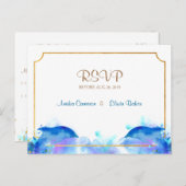 Blue Watercolor Dolphin UAWG Postard Einladungspostkarte (Vorne/Hinten)