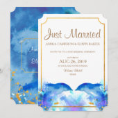 Blue Watercolor Dolphin Wedding Card Einladung (Vorne/Hinten)