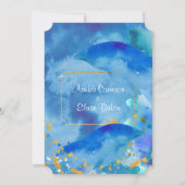 Blue Watercolor Dolphin Wedding Invitation Card Einladung (Rückseite)