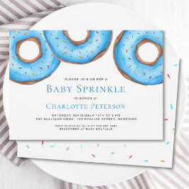 Blue Watercolor Donuts Boy's Baby Sprinkle Dusche Einladung