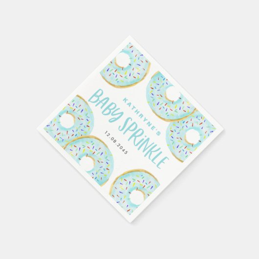 Blue Watercolor Donuts Kinderdusche Sprinkle Serviette (Ecke)