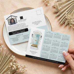 Blue Watercolor Door Real Anwesen Calendar 2024 Postkarte