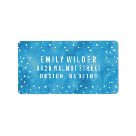 Blue Watercolor Dots Baby Dusche Adressaufkleber