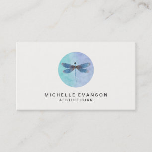 Blue Watercolor Dragonfly Elegantes Logo Visitenkarte