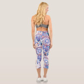 Blue Watercolor Dreamcatcher Modern Boho Capri Leggings (Rückseite)