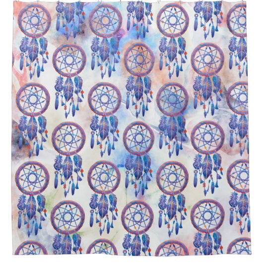 Blue Watercolor Dreamcatcher Modern Boho Duschvorhang (Vorderseite)