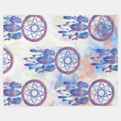 Blue Watercolor Dreamcatcher Modern Boho Fleecedecke (Vorderseite (Horizontal))