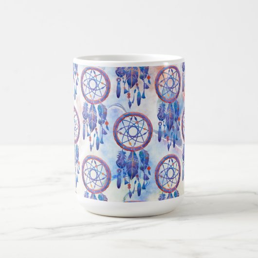 Blue Watercolor Dreamcatcher Modern Boho Kaffeetasse (Mittel)
