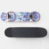 Blue Watercolor Dreamcatcher Modern Boho Skateboard (Horizontal)