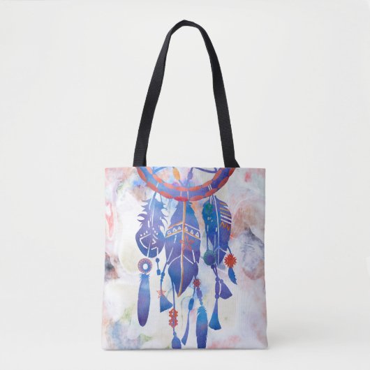 Blue Watercolor Dreamcatcher Modern Boho Tasche (Vorderseite)