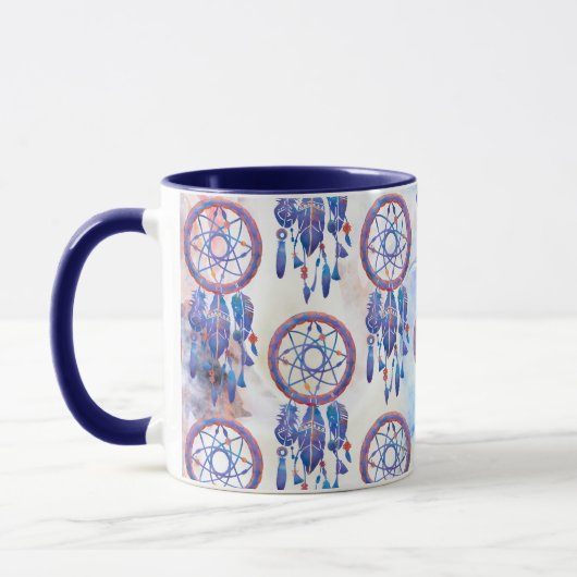 Blue Watercolor Dreamcatcher Modern Boho Tasse (Links)