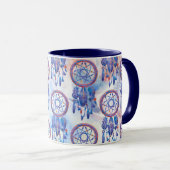 Blue Watercolor Dreamcatcher Modern Boho Tasse (VorderseiteRechts)