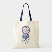 Blue Watercolor Dreamcatcher Modern Boho Tragetasche (Vorne)