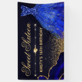 Blue Watercolor Dress & Agate Sweet 16 Banner (Vertikal)