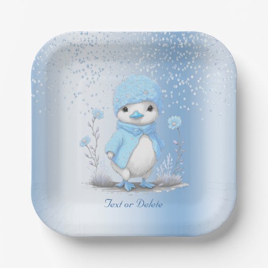 Blue Watercolor Duck Paper Plate Pappteller (Vorderseite)